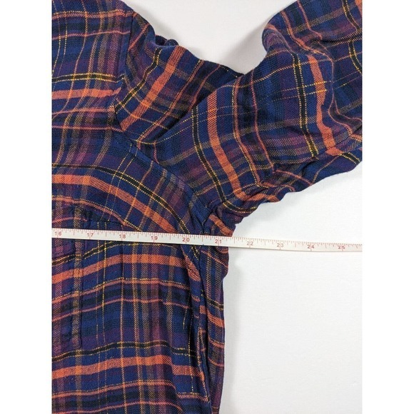 Lucky Brand Plaid Button Down Navy Blue Orange Gold Black Plus Size 1X Flannel - Picture 4 of 7